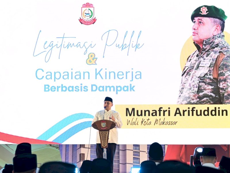Peringatan satu tahun kepemimpinan Wali Kota Makassar, Munafri Arifuddin dan Aliyah Mustika Ilham (MULIA) di Tribun Lapangan Karebosi Jl Jenderal Ahmad Yani, Jumat (20/2/2026). Munafri-Aliyah berusaha mendorong percepatan pembangunan infrastruktur.  @Jejakfakta/dok. Istimewa