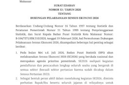 Makassar Gaspol Sambut Sensus Ekonomi 2026, Munafri Terbitkan SE dan Ajak Warga Catat Masa Depan Ekonomi Kota