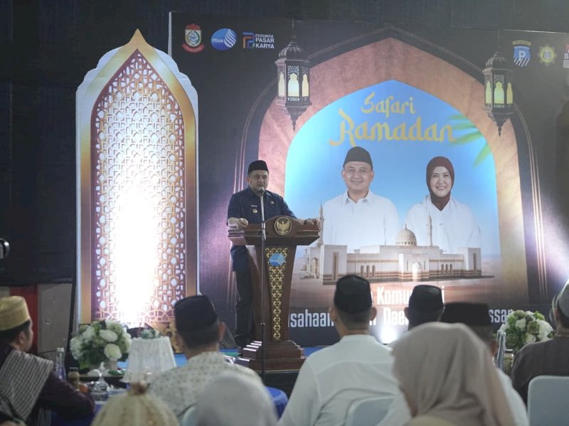 Wali Kota Makassar, Munafri Arifuddin, saat menghadiri buka puasa bersama Forum Perusahaan Daerah (Perusda) Kota Makassar di Kantor PDAM Makassar, Jumat (27/2/2026). @Jejakfakta/dok. Humas Pemkot Makassar