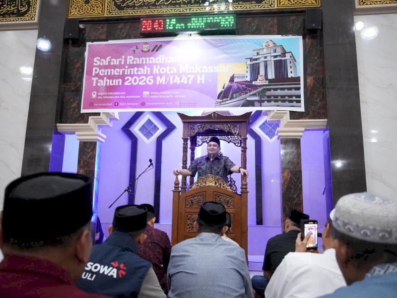 Wali Kota Makassar, Munafri Arifuddin, saat melaksanakan Safari Ramadan di Masjid Darussalam Minasa Upa, Kelurahan Minasa Upa, Kecamatan Rappocini, Sabtu (14/3/2026). @Jejakfakta/dok. Istimewa