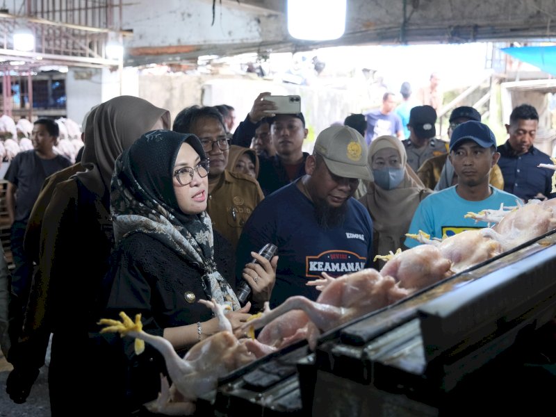 Bupati Gowa, Sitti Husniah Talenrang, saat melakukan inspeksi langsung di Pasar Minasa Maupa dan Pasar Sentral Sungguminasa, Kecamatan Somba Opu, Selasa (17/3/2026). @Jejakfakta/dok. Humas Pemkab Gowa