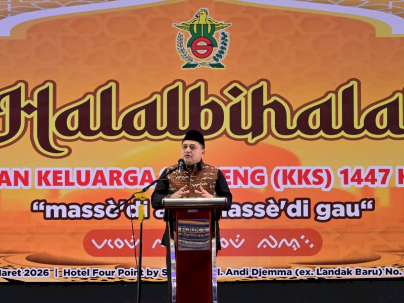 Wali Kota Makassar, Munafri Arifuddin menghadiri acara Halal Bihalal Kerukunan Keluarga Soppeng (KKS) yang digelar di Four Points by Sheraton Makassar, Jumat (27/3/2026) malam. @Jejakfakta/dok. Humas Pemkot Makassar