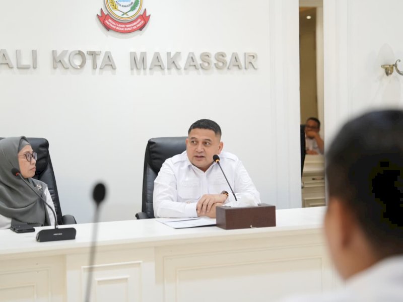 Wali Kota Makassar, Munafri Arifuddin, menerima kunjungan tim Badan Pemeriksa Keuangan Republik Indonesia dalam kegiatan Entry Meeting Pemeriksaan Laporan Keuangan Pemerintah Daerah (LKPD) Tahun 2025, di Balai Kota Makassar, Rabu (1/4/2026). @Jejakfakta/dok. Humas Pemkot Makassar