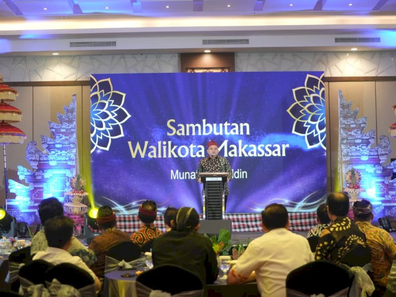 Wali Kota Makassar, Munafri Arifuddin, saat menghadiri Dharma Santi Perayaan Hari Nyepi Tahun Baru Saka 1948/2026 Masehi yang digelar di Hotel Harper Makassar, Jumat malam (3/4/2026). @Jejakfakta/dok. Humas Pemkot Makassar