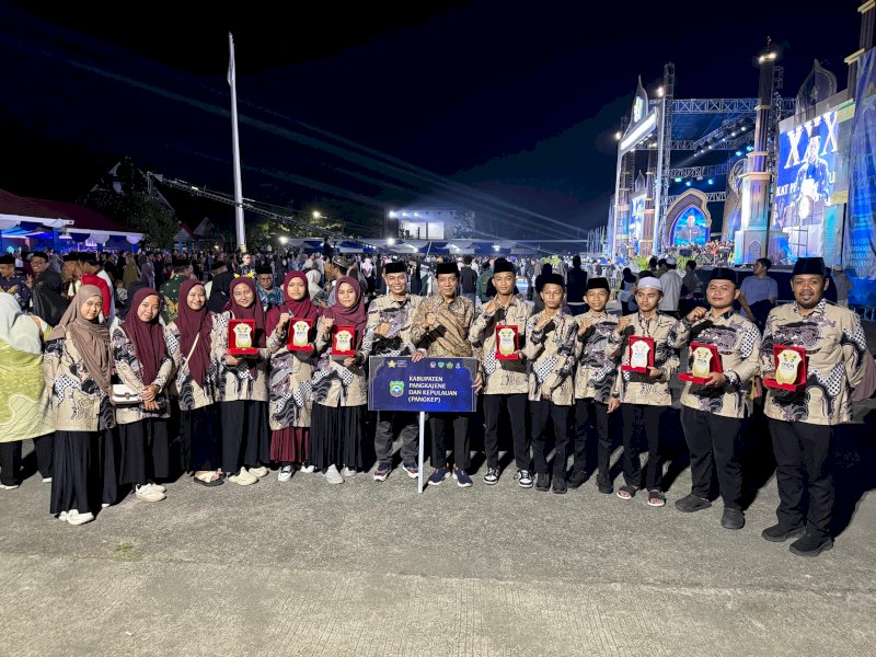 Kafilah Kabupaten Pangkep peringkat keenam Musabaqah Tilawatil Quran (MTQ) ke-34 tingkat Provinsi Sulawesi Selatan yang digelar di Kabupaten Maros. @jejakfaktacom/Humas Pemda Pangkep
