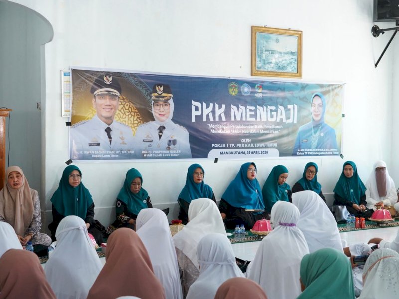 Tim Penggerak PKK Kabupaten Luwu Timur gelar kegiatan PKK Mengaji yang digelar di Masjid At-Taqwa, Balai Kembang, Kecamatan Mangkutana, Minggu (19/04/2026). @Jejakfakta/dok. Humas Pemkab Lutim
