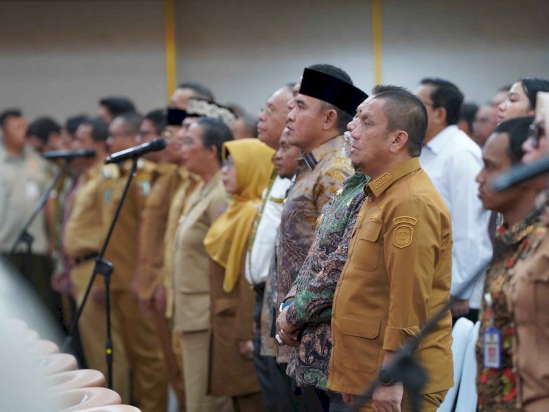 Bupati Luwu Timur, Irwan Bachri Syam, menghadiri Rapat Koordinasi Nasional (Rakornas) mitigasi kekeringan lahan pertanian yang digelar Kementerian Pertanian Republik Indonesia di Jakarta Selatan, Senin (20/4/2026). @Jejakfakta/dok. Humas Pemkab Lutim