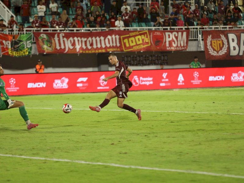 PSM Makassar Luka Cumic mencetak satu gol saat  menjamu Persik Kediri pada pekan ke-29 Super League 2026 di Stadion BJ Habibie, Parepare, Kamis (23/4/2026). Pasukan Ramang menundukkan Macan Putih dengan skor meyakinkan 3-1. @Jejakfakta/dok. PSM Makassar
