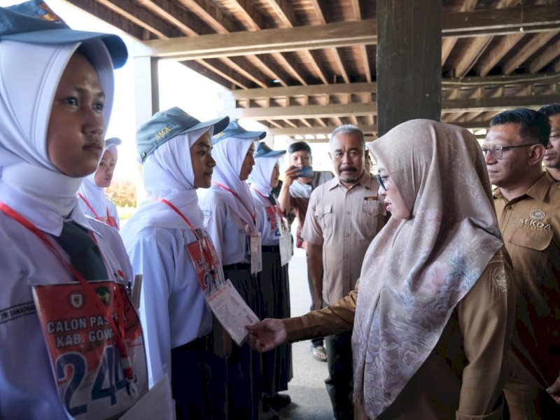 Bupati Gowa, Sitti Husniah Talenrang, saat menghadiri pembukaan tahapan seleksi Pasukan Pengibar Bendera Pusaka (Paskibraka) Tahun 2026 tingkat Kabupaten Gowa, di Istana Tamalate, Selasa (28/4/2026). @Jejakfakta/dok. Humas Pemkab Gowa