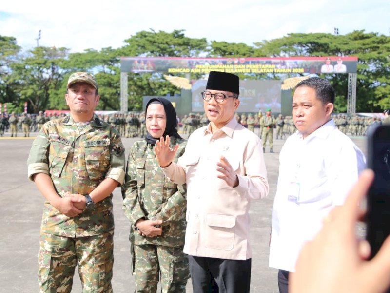 Bupati Luwu Timur, Irwan Bachri Syam, saat menghadiri upacara Penetapan Komponen Cadangan (Komcad) ASN Provinsi Sulawesi Selatan Tahun 2026 di Lapangan Karebosi, Makassar, Rabu (13/5/2026). @Jejakfakta/dok. Istimewa