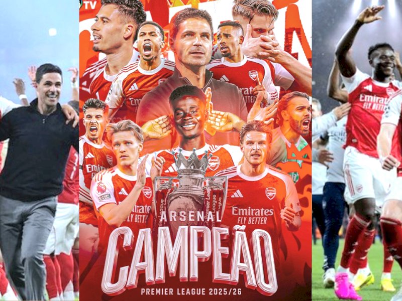 Arsenal resmi menjuarai Premier League 2025/2026.@jejakfaktacom/Ist.