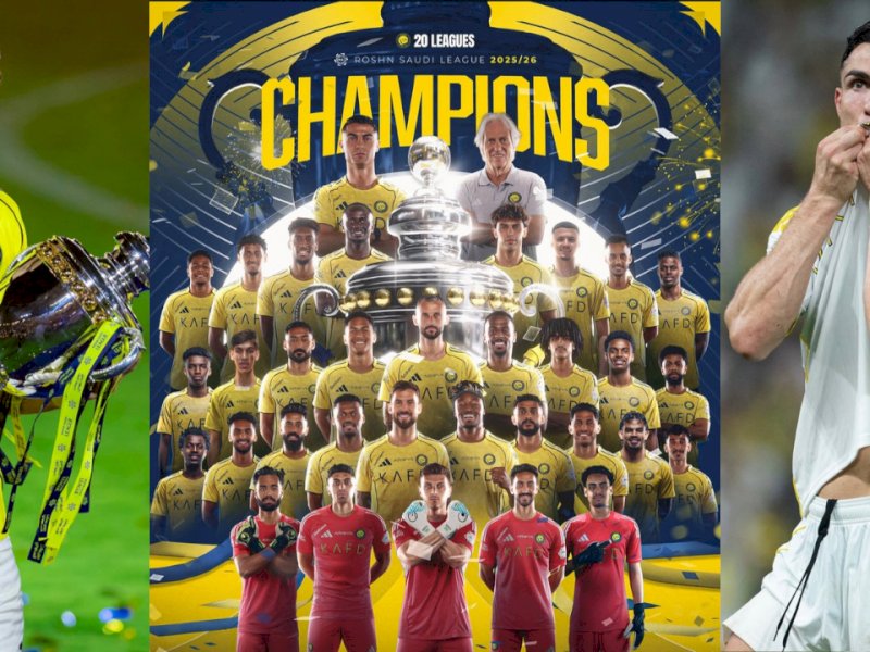 Al Nassr resmi mengunci gelar Liga Arab Saudi 2025/2026 di Alawwal Park, Jumat (22/5/2026) dini hari WITA. @jejakfaktacom/Ist.
