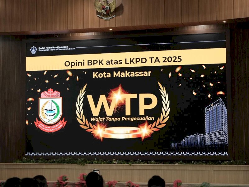Pemkot Makassar berhasil mempertahankan opini Wajar Tanpa Pengecualian (WTP) atas Laporan Keuangan Pemerintah Daerah (LKPD) Tahun Anggaran 2025 dari Badan Pemeriksa Keuangan Republik Indonesia (BPK RI) Perwakilan Sulawesi Selatan. @Jejakfakta/dok. Humas Pemkot Makassar