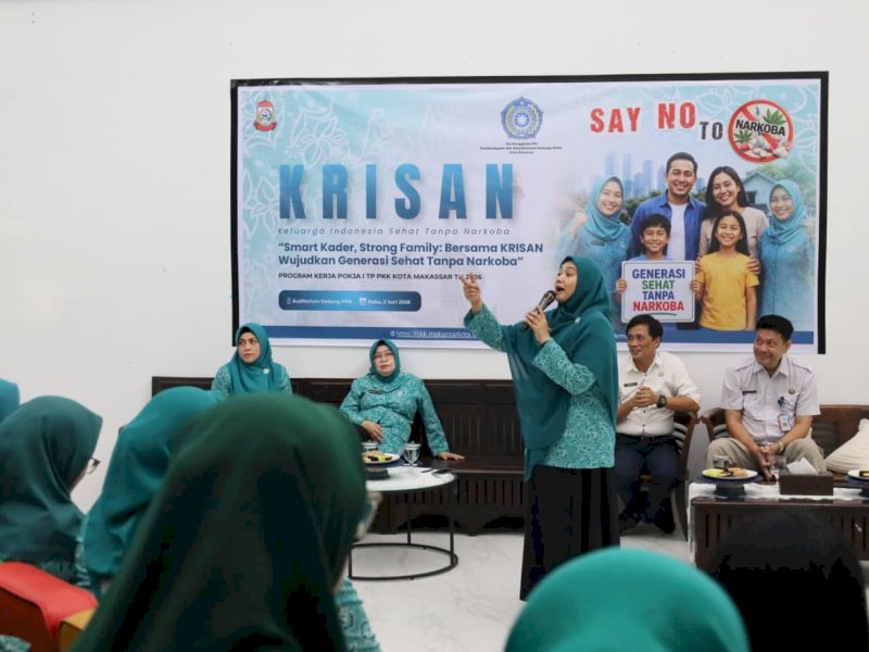 &ldquo;Smart Kader, Strong Family: Bersama KRISAN Wujudkan Generasi Sehat Tanpa Narkoba&rdquo; tersebut berlangsung di Auditorium TP PKK Kota Makassar, Rabu (3/6/2026). @Jejakfakta/dok. Humas Pemkot Makassar