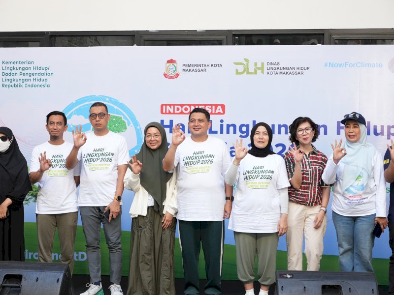 Wali Kota Makassar, Munafri Arifuddin bersama Wakil Wali Kota, Aliyah Mustika Ilham, saat menghadiri peringatan Hari Lingkungan Hidup Sedunia 2026 di Makassar Creative Hub (MCH), Jalan Nusantara, Sabtu (6/6/2026). @Jejakfakta/dok. Humas Pemkot Makassar