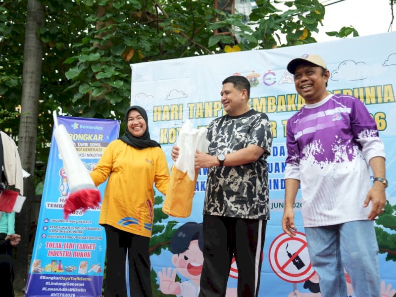 Wali Kota Makassar, Munafri Arifuddin, saat menghadiri peringatan Hari Tanpa Tembakau Sedunia (HTTS) Kota Makassar 2026 yang digelar di kawasan Car Free Day Jalan Jenderal Sudirman, Minggu (7/6/2026). @Jejakfakta/dok. Humas Pemkot Makassar