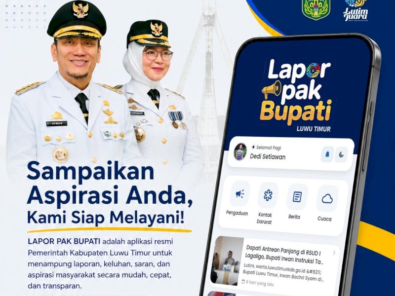 Aplikasi &ldquo;Lapor Pak Bupati&rdquo; Jadi Kado Digital HUT ke-23 Luwu Timur. @Jejakfakta/dok. Humas Pemkab Lutim