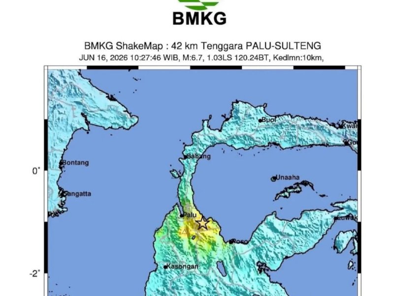 Gempa bumi M6,7 mengguncang Palu, Sulawesi Tengah, Selasa (16/6/2026). @Jejakfakta/dok. Istimewa