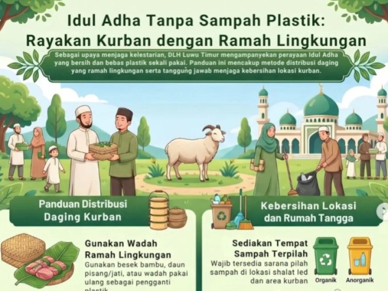 Dinas Lingkungan Hidup (DLH) Luwu Timur DLH Luwu Timur mengajak masyarakat untuk merayakan Idul Adha dengan lebih ramah lingkungan melalui gerakan &ldquo;Idul Adha Tanpa Sampah Plastik&rdquo;. @Jejakjfakta/dok. Istimewa