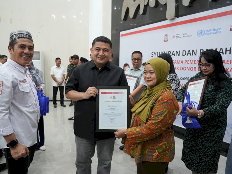 Wali Kota Makassar, Munafri Arifuddin,  saat menghadiri peringatan Hari Donor Darah Sedunia 2026 yang digelar PMI Kota Makassar di Baruga Anging Mammiri, Rumah Jabatan Wali Kota Makassar, Jumat (20/6/2026). @Jejakfakta/dok. Humas Pemkot Makassar