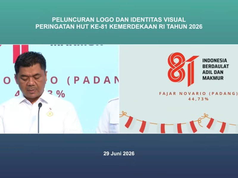 Pengumuman pemenang logo HUT RI disampaikan di Kantor Presiden, kompleks Istana Kepresidenan, Jakarta, pada Senin (29/6/2026). @jejakfaktacom/Ist.