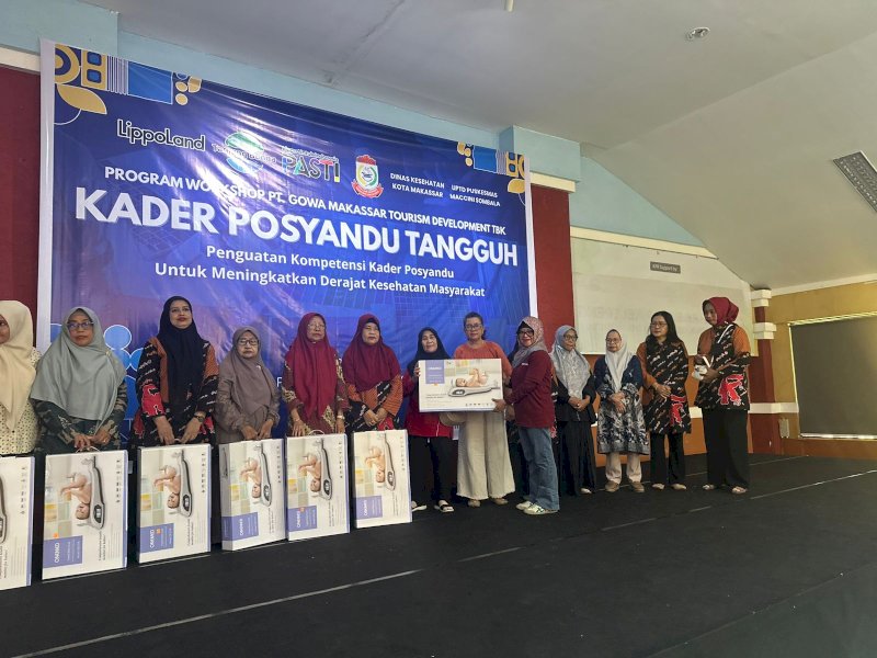 Sebanyak 80 kader Posyandu dari 16 Posyandu di wilayah kerja Puskesmas Maccini Sombala mendapat pelatihan sekaligus dukungan sarana kesehatan dari PT Gowa Makassar Tourism Development Tbk (GMTD), yang digelar di Madrid Hall, Akkarena, Jumat (26/6/2026). @Jejakfakta/dok. Istimewa