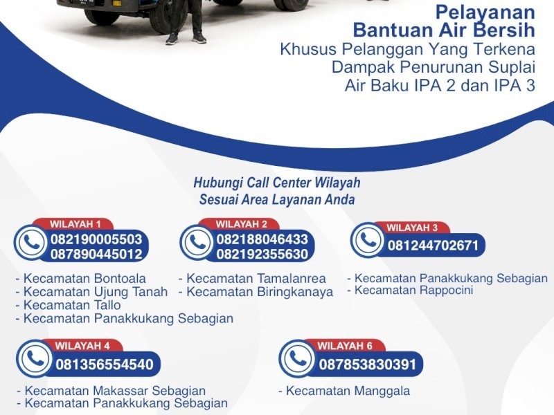 Pelayanan Bantuan Air Bersih. Nomor layanan yang dapat dihubungi. @Jejakfakta/Istimewa