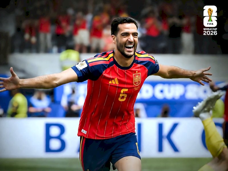 Mikel Merino yang masuk sebagai pemain pengganti mencetak gol kemenangan Spanyol. @jejakfaktacom/Dok. Spanyol