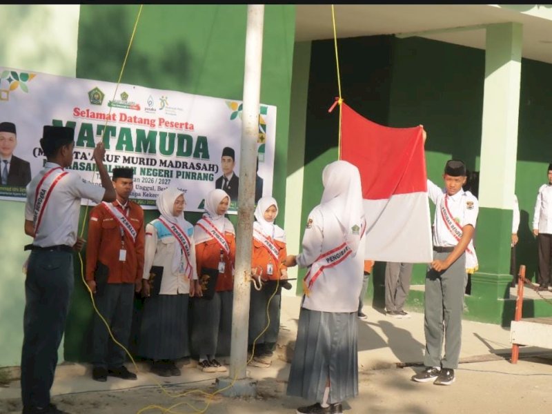 Ratusan peserta didik baru MAN Pinrang resmi memulai perjalanan pendidikan mereka melalui pembukaan Masa Ta'aruf Madrasah (Matamuda) Tahun Ajaran 2026/2027, Senin (13/7/2026). @Jejakfakta/dok. Istimewa