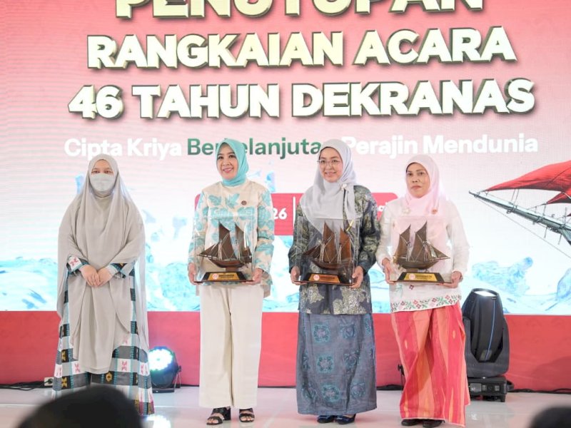 Ketua TP PKK Kota Makassar yang juga Ketua Dekranasda Kota Makassar, Melinda Aksa, saat acara penutupan acara 46 Tahun Dekranas di Makassar. @Jejakfakta/dok. Humas Pemkot Makassar
