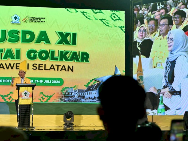 Ketua DPRD Sulawesi Selatan, Andi Rachmatika Dewi saat menghadiri pembukaan Musyawarah Daerah (Musda) XI Partai Golkar Sulawesi Selatan di Sandeq Ballroom, Hotel Claro Makassar, Sabtu (18/7/2026). @Jejakfakta/dok. Humas Pemkot Makassar