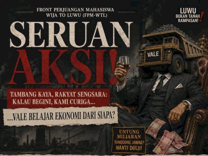 Front Perjuangan Mahasiswa Wija To Luwu (FPM-WTL) menyerukan aksi unjuk rasa di Kantor Perwakilan PT Vale Indonesia di Makassar pada Rabu (22/7/2026) pukul 13.00 WITA besok. Jejakfakta/dok. Ist.
