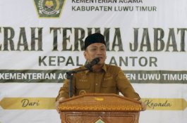 Hadiri Sertijab Kemenag Lutim, Bupati Irwan Tekankan Pentingnya Sinergi untuk Pelayanan Keagamaan