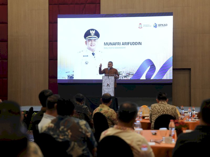 Wali Kota Makassar, Munafri Arifuddin, saat menghadiri Sosialisasi Kebijakan Pengelolaan Keuangan Daerah, di Hotel Gammara, Sabtu (25/7/2026). @Jejakfakta/dok. Humas Pemkot Makassar