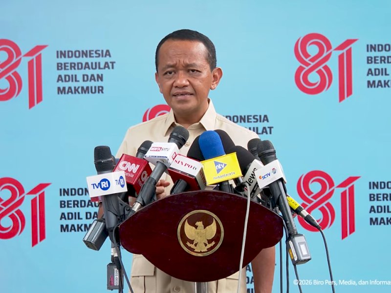 Keterangan Pers Menteri Energi dan Sumber Daya Mineral (ESDM) Bahlil Lahadalia di Istana Merdeka, Jakarta, pada Selasa (28/7/2026). @jejakfaktacom/ Dok. Sekretariat Presiden.