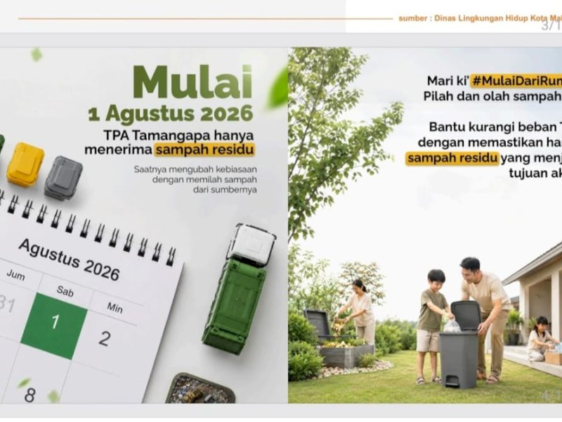Pemerintah Kota Makassar resmi menerapkan sistem baru pengelolaan sampah mulai 1 Agustus 2026 dengan hanya menerima sampah residu di Tempat Pemrosesan Akhir (TPA) Tamangapa. @Jejakfakta/dok. Humas Pemkot Makassar