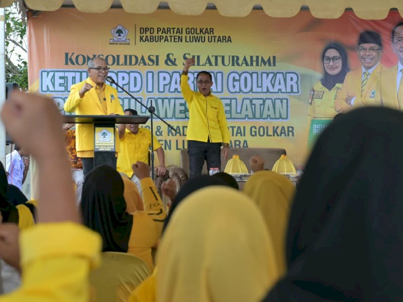 Ketua DPD Partai Golkar Sulawesi Selatan (Sulsel) Ilham Arief Sirajuddin (IAS), saat melakukan konsolidasi bersama jajaran DPD Partai Golkar Kabupaten Luwu Utara di Kantor Golkar Luwu Utara, Rabu (12/8/2026). @Jejakfakta/dok. Ist.