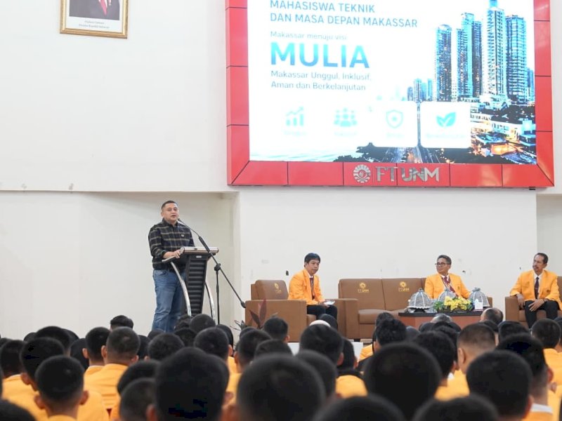 Wali Kota Makassar, Munafri Arifuddin,  saat menghadiri Pengenalan Kehidupan Kampus Mahasiswa Baru (PKKMB) Fakultas Teknik UNM Tahun 2026 di Gedung Dekanat Fakultas Teknik UNM, Sabtu (15/8/2026). @Jejakfakta/dok. Humas Pemkot Makassar