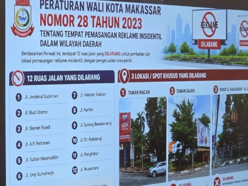 12 Ruas Jalan Masuk Zona Larangan Pemasangan Reklame. @Jejakfakta/dok. Ist.