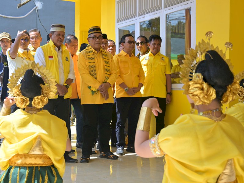 Penyambutan Ketua DPD Partai Golkar Sulsel terpilih, Dr. Ilham Arief Sirajuddin (IAS), di Kantot DPD Golkar Kabupaten Soppeng, Jum'at (21/8/2026). @jejakfaktacom/Reza