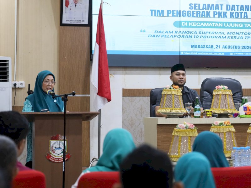 Ketua Tim Penggerak PKK Kota Makassar, Melinda Aksa,  saat menghadiri rangkaian kegiatan Supervisi, Monitoring, Evaluasi, dan Pelaporan (SMEP) TP PKK Tahun 2026 yang memasuki hari kelima di Kecamatan Ujung Tanah, Jumat (21/8/2026). @Jejakfakta/dok. Humas Pemkot Makassar