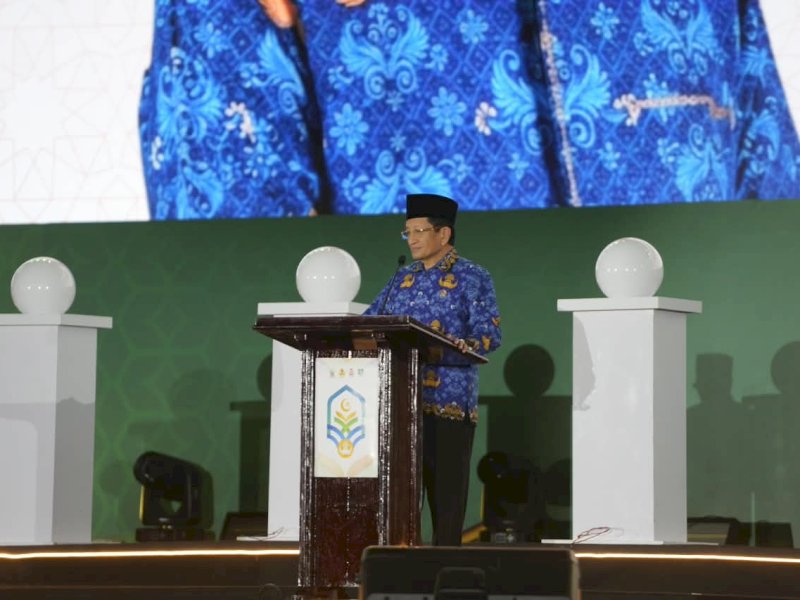 Musabaqah Tilawatil Quran (MTQ) VIII Korps Pegawai Republik Indonesia (KORPRI) Tingkat Nasional Tahun 2026 resmi dibuka oleh Menteri Agama Republik Indonesia, Prof. Dr. Nasaruddin Umar di Kota Makassar, Sulawesi Selatan, Senin (24/8/2026) malam. @Jejakfakta/dok. Humas Pemkot Makassar