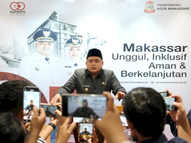 Wali Kota Makassar, Munafri Arifuddin, saat memberikan keterangan pers. @Jejakfakta/dok. Humas Pemkot Makassar