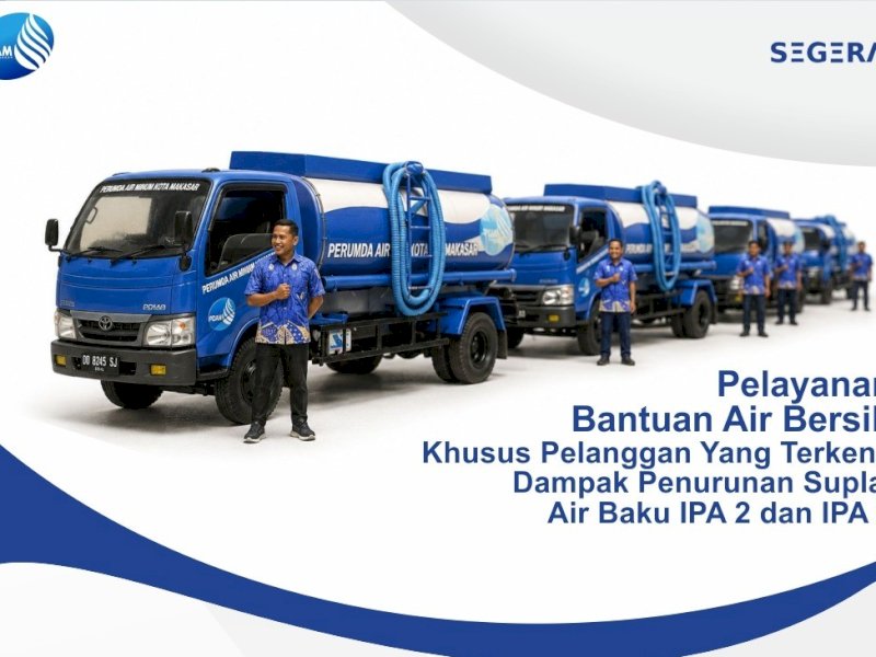 Pelayanan bantuan air bersih. @Jejakfakta/dok. PDAM Makassar