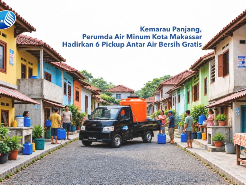 Perumda Air Minum Kota Makassar menyiapkan enam unit mobil pickup yang dilengkapi tandon untuk mendistribusikan bantuan air bersih ke permukiman yang tidak dapat dijangkau mobil tangki. @Jejakfakta/dok. Humas PDAM Makassar