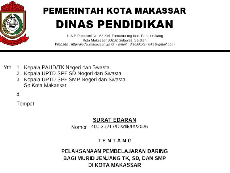Pemkot Makassar memberlakukan kebijakan pembelajaran daring atau Pembelajaran Jarak Jauh (PJJ) bagi peserta didik mulai jenjang PAUD, SD hingga SMP. @Jejakfakta/dok. Pemkot Makassar