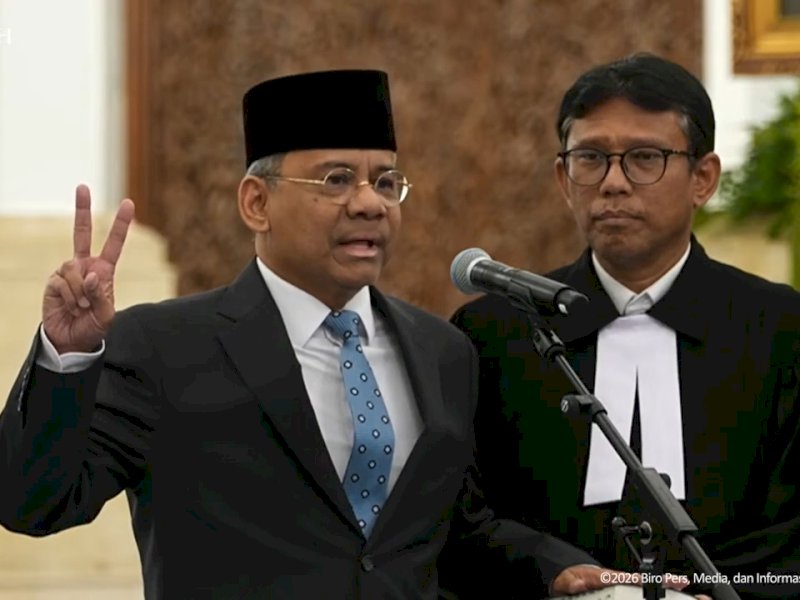 Suahasil Nazara dilantik sebagai Menteri Keuangan (Menkeu) menggantikan Purbaya Yudhi Sadewa di Istana Negara, Jakarta, pada Senin sore (14/9/2026). @jejakfaktacom/Sekretariat Presiden