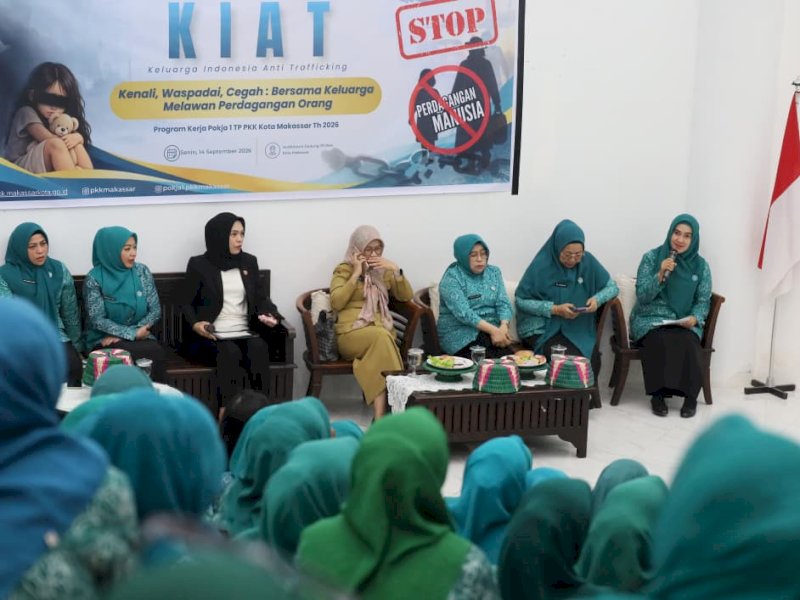 Tim Penggerak Pemberdayaan dan Kesejahteraan Keluarga (TP PKK) Kota Makassar menggelar kegiatan Keluarga Indonesia Anti Trafficking (KIAT) yang berlangsung di Gedung TP PKK Kota Makassar, Senin (14/9/2026). @Jejakfakta/dok. Humas Pemkot Makassar