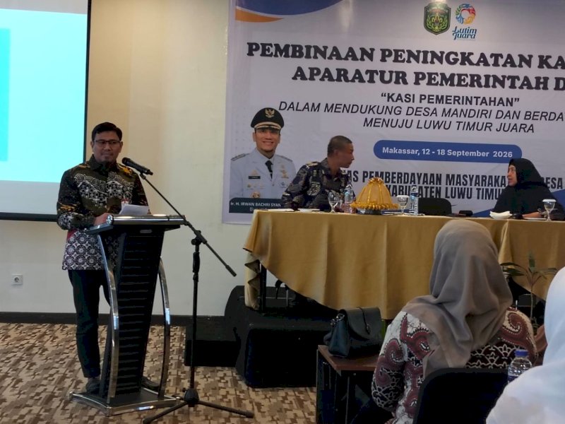 Dinas Pemberdayaan Masyarakat dan Desa (PMD) Kabupaten Luwu Timur menggelar Pelatihan Peningkatan Kapasitas Aparatur Pemerintah Desa di Hotel Golden Tulip Essential, Makassar, Selasa (15/9/2026). @Jejakfakta/dok. Humas Pemkab Lutim