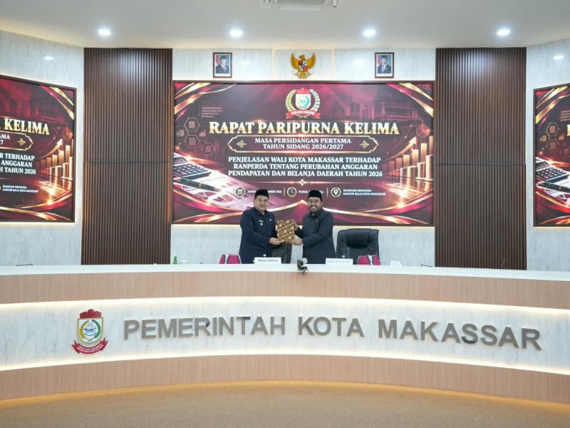 Rapat paripurna APBD-P 2026 yang berlangsung di Ruang Sipakatau Lantai 2 Kantor Wali Kota Makassar, Jumat (25/9/2026). @Jejakfakta/dok. IST